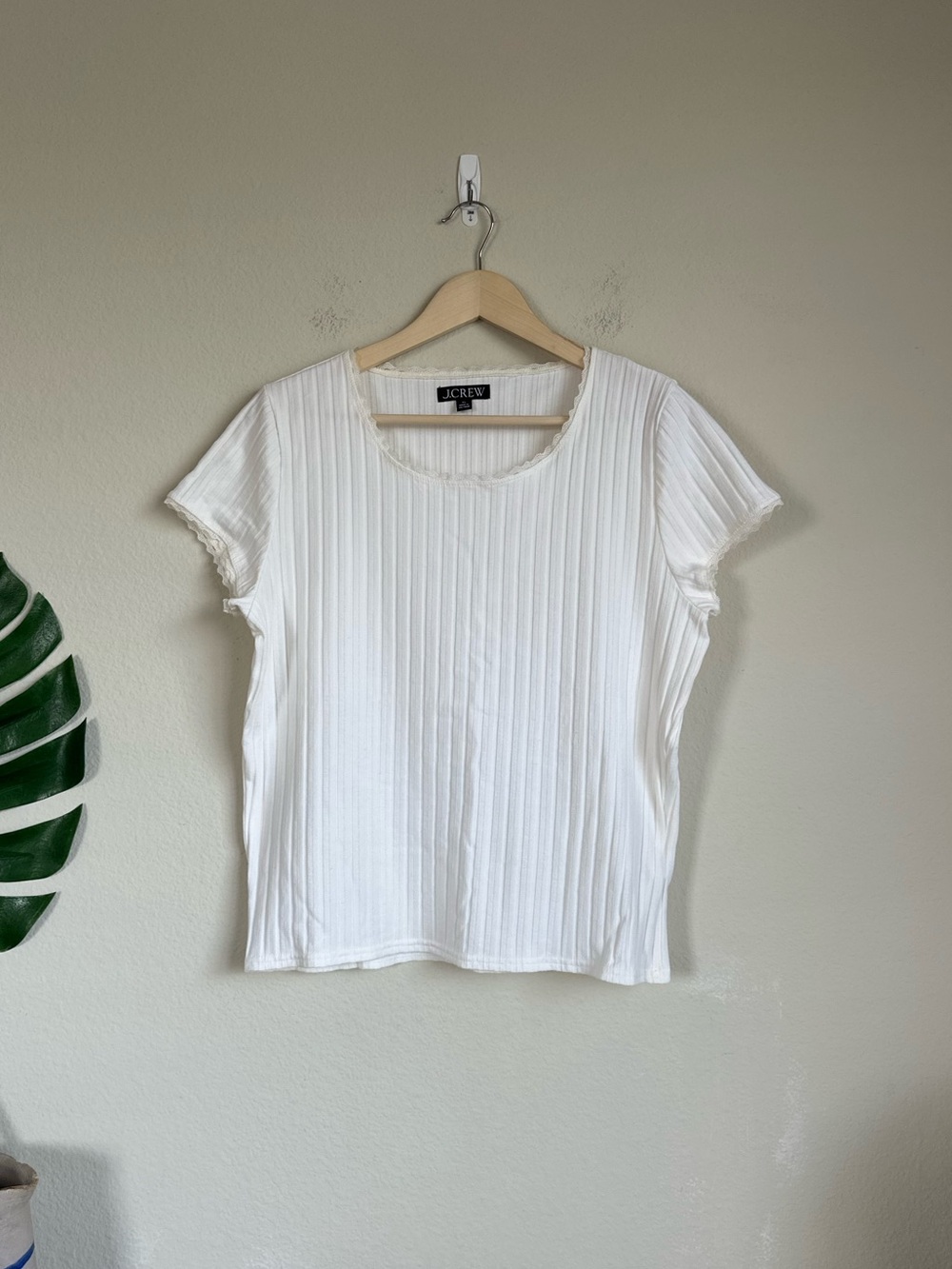 NWOT J.Crew Pointelle Short Sleeve Rib T Shirt